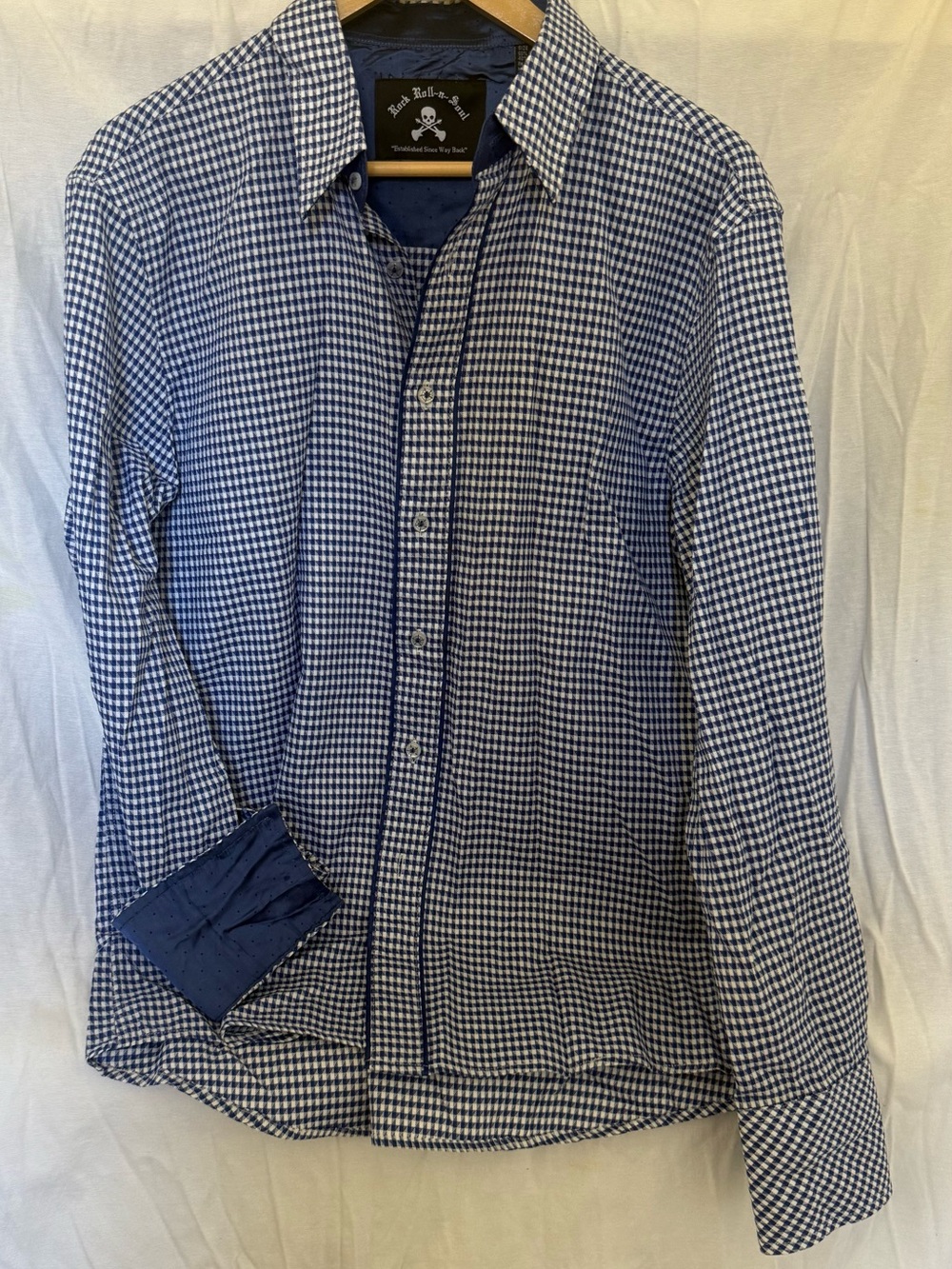 Blue Gingham Button-Down Men's Shirt by Skull Label